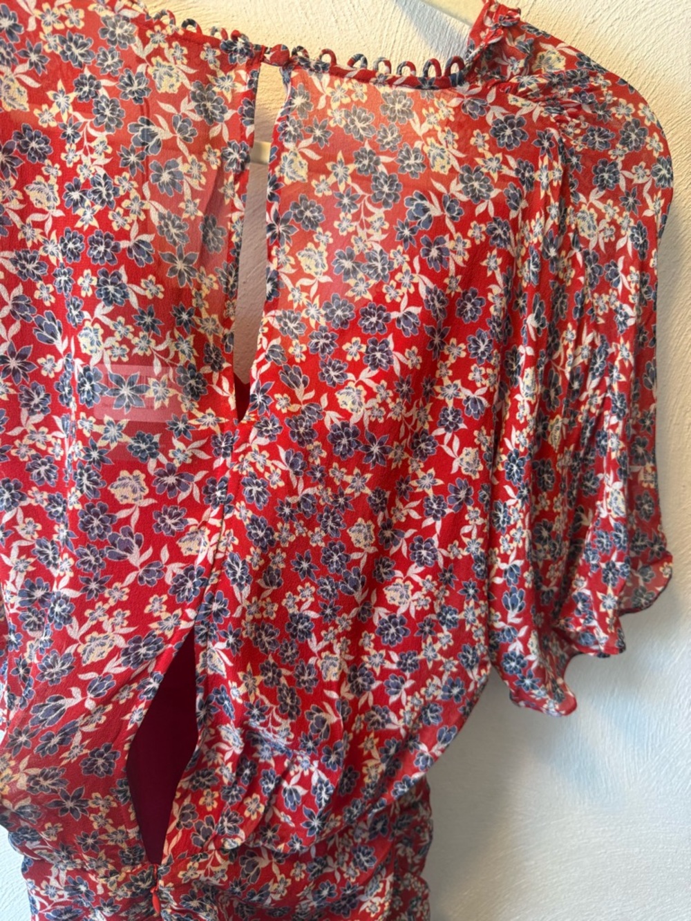REVOLVE Nicholas Red Blossom Ruched Mini Dress NWT Size 2 Floral Boho Chic - Picture 5 of 7